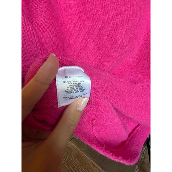 Anthropologie Moth Bright Pink Tunic Brenta Cowl Neck Sweater Women's Size M - Picture 4 of 8